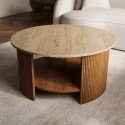 VAN003 Large Round Mango Wood Coffee Table with Storage - Ivan