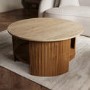 Large Round Mango Wood Coffee Table with Storage - Ivan