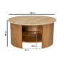 Large Round Beige Stone and Mango Wood Coffee Table with Storage - Ivan