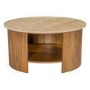 Large Round Beige Stone and Mango Wood Coffee Table with Storage - Ivan