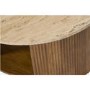 Large Round Beige Stone and Mango Wood Coffee Table with Storage - Ivan