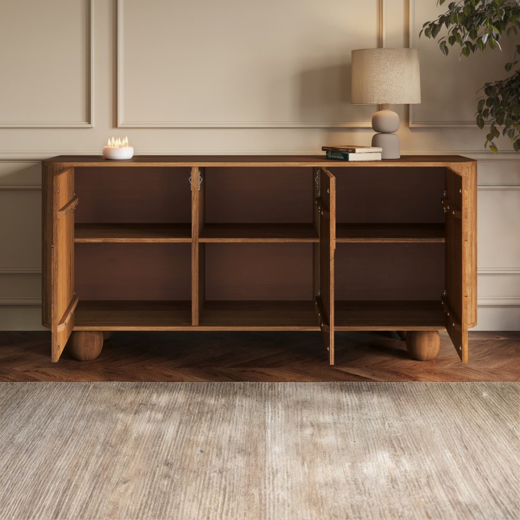 Large Mango Wood Sideboard with Ball Feet - Ivan