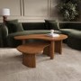 Large Curved Mango Wood Coffee Table with 3 Legs - Ivan