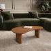 Curved Mango Wood Coffee Table with 2 Legs - Ivan