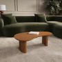 Curved Mango Wood Coffee Table with 2 Legs - Ivan