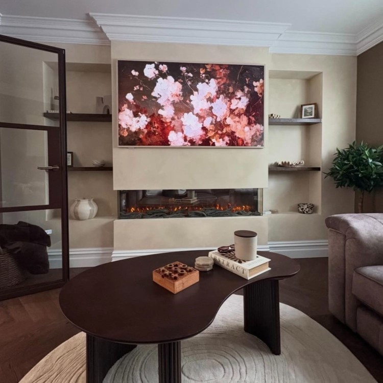 Large Curved Walnut Coffee Table with 3 Legs - Ivan