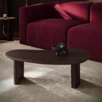 Curved Walnut Coffee Table with 2 Legs - Ivan