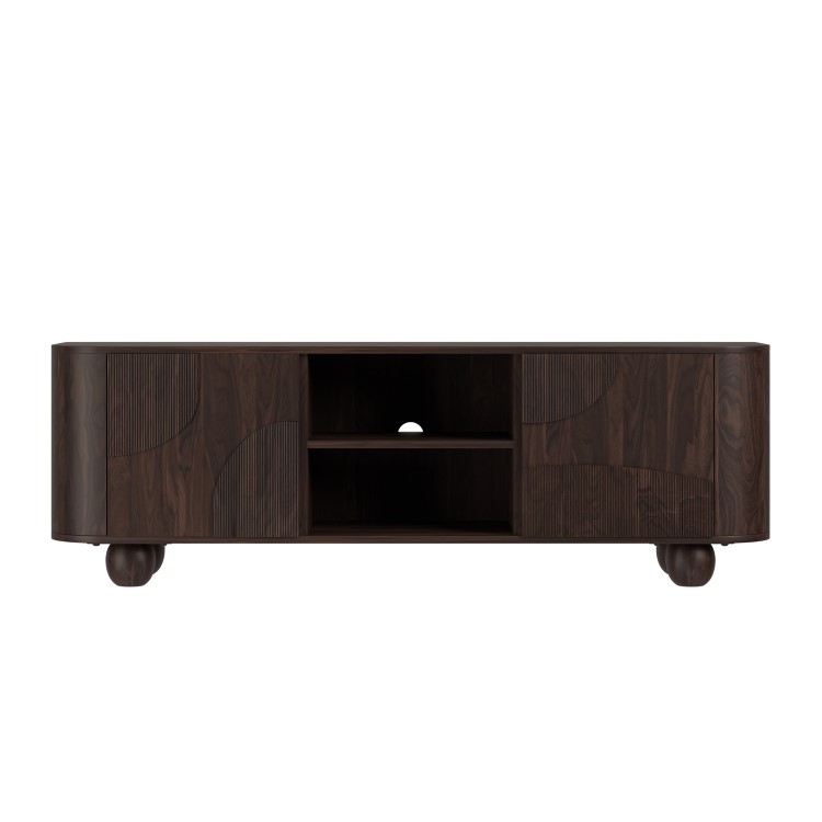 Large Walnut Effect TV Stand with Storage - TV's up to 70" - Ivan