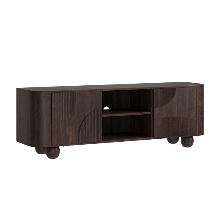 Large Walnut Effect TV Stand with Storage - TV's up to 70" - Ivan