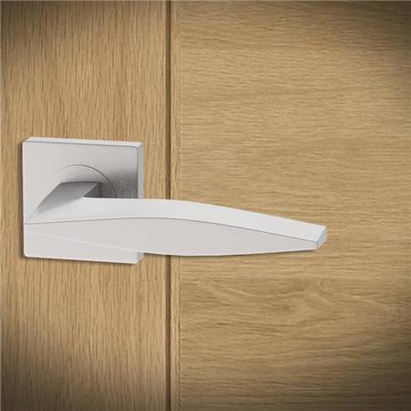 Internal Pearl Nickel Lever Fire Door Handle with Latch and Hinges Pack - 65mm Latch - Vardar - XL Joinery