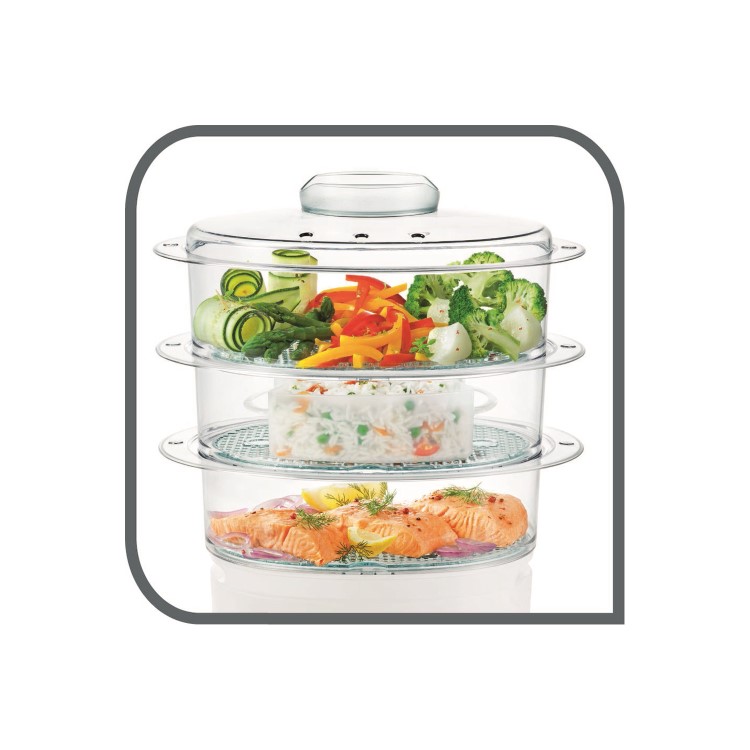 Tefal VC100665 Ultracompact 3 Tier Steamer - White