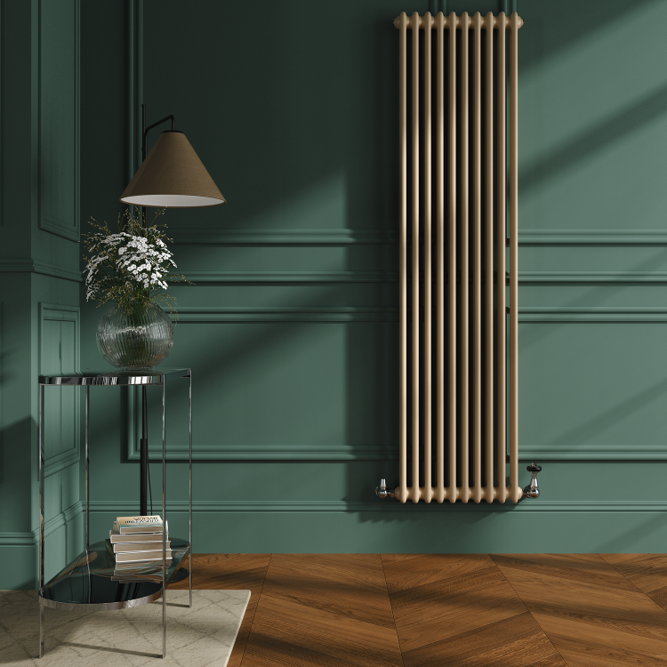 Reggio Elk brown Vertical Double Column Traditional Radiator 1800x470mm 4399 BTU - Cast Iron Style