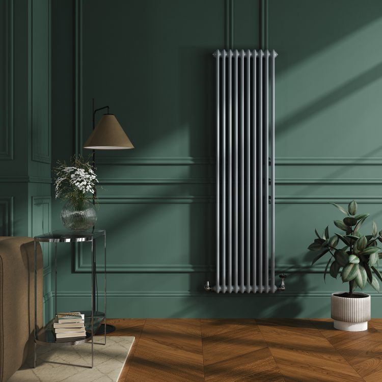 Reggio Salt & Pepper Vertical Double Column Traditional Radiator 1800x470mm 4399 BTU - Cast Iron Style