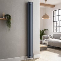 Reggio Anthracite Vertical Double Column Traditional Radiator 1800x200mm 1759 BTU - Cast Iron Style Reggio Anthracite Vertical Double Column Traditional Radiator 1800x200mm 1759 BTU - Cast Iron Style