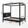 Double Four Poster Bed Frame in Black - Victoria