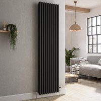 Reggio Midnight Black Vertical Triple Column Traditional Radiator 1800x470mm 5545 BTU - Cast Iron Style Reggio Midnight Black Vertical Triple Column Traditional Radiator 1800x470mm 5545 BTU - Cast Iron Style
