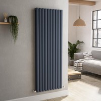Sorrento Anthracite Vertical Oval Designer Radiator 1600x590mm Double Panel 5585 BTU Sorrento Anthracite Vertical Oval Designer Radiator 1600x590mm Double Panel 5585 BTU