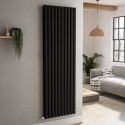 VD10-1800-BCO Sorrento Midnight Black Vertical Oval Designer Radiator 1800x590mm Double Panel 6229 BTU