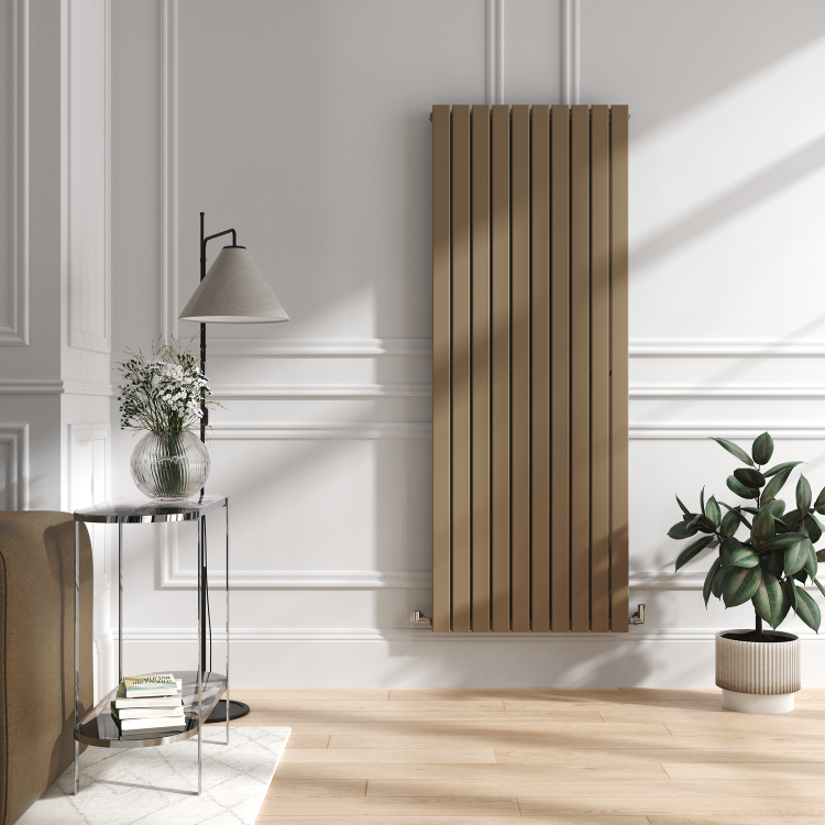 Riace Beige grey Vertical Flat Designer Radiator 1800x680mm Double Panel 6947 BTU