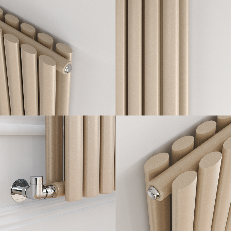 Sorrento Cleopatra Vertical Oval Designer Radiator 1800x590mm Double Panel 6229 BTU