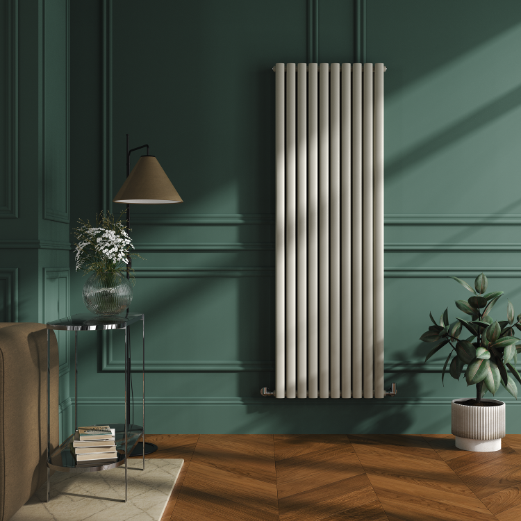 Refurbished - Sorrento Linen Vertical Oval Designer Radiator 1800x590mm Double Panel 6229 BTU