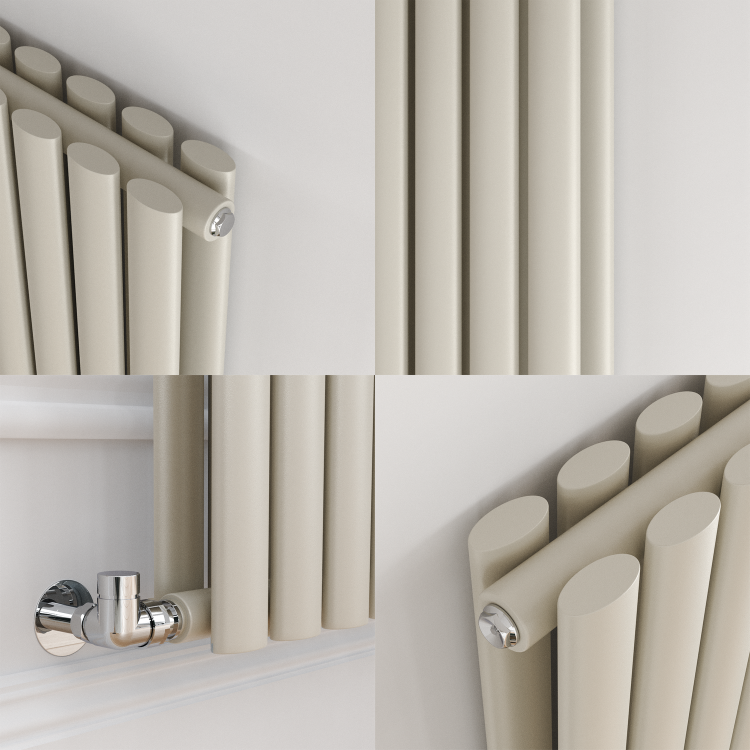 Refurbished - Sorrento Linen Vertical Oval Designer Radiator 1800x590mm Double Panel 6229 BTU