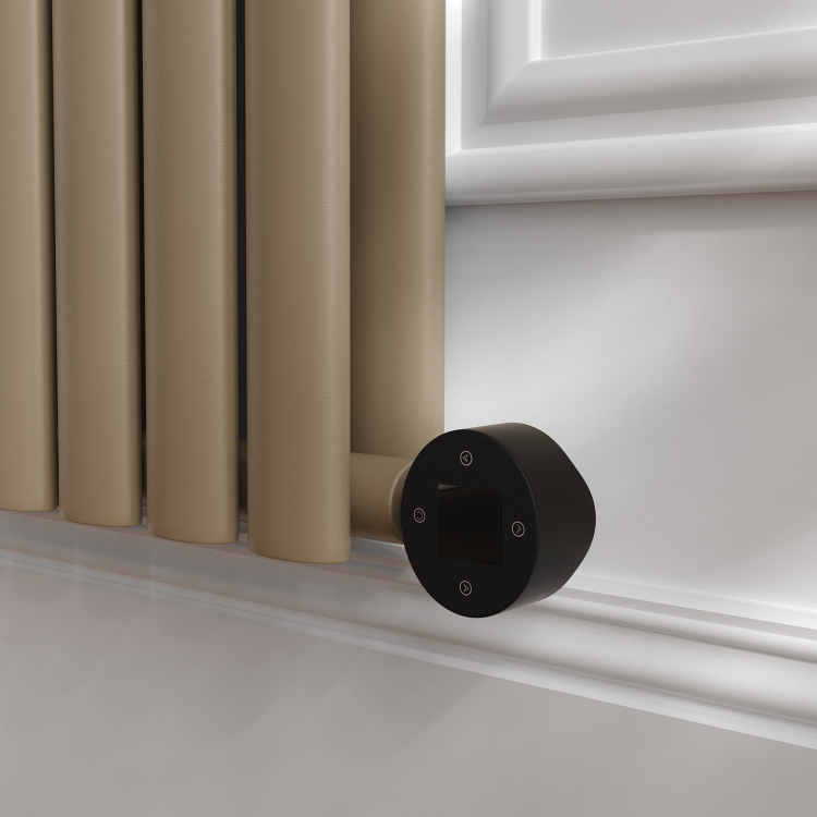 Beige grey Vertical Smart Electric Radiator with Wi-Fi Thermostat - 1.2KW - H1600xW236 - Bathroom Safe