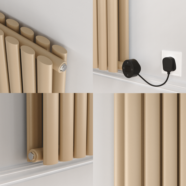 Elk brown Vertical Smart Electric Radiator with Wi-Fi Thermostat - 1.2KW - H1600xW236 - Bathroom Safe