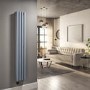 GRADE A1 - Light Grey Electric Vertical Designer Radiator 1.2kW with Wifi Thermostat - Double Panel H1600xW236mm - IPX4 Bathroom Safe