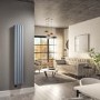 GRADE A1 - Light Grey Electric Vertical Designer Radiator 1.2kW with Wifi Thermostat - Double Panel H1600xW236mm - IPX4 Bathroom Safe