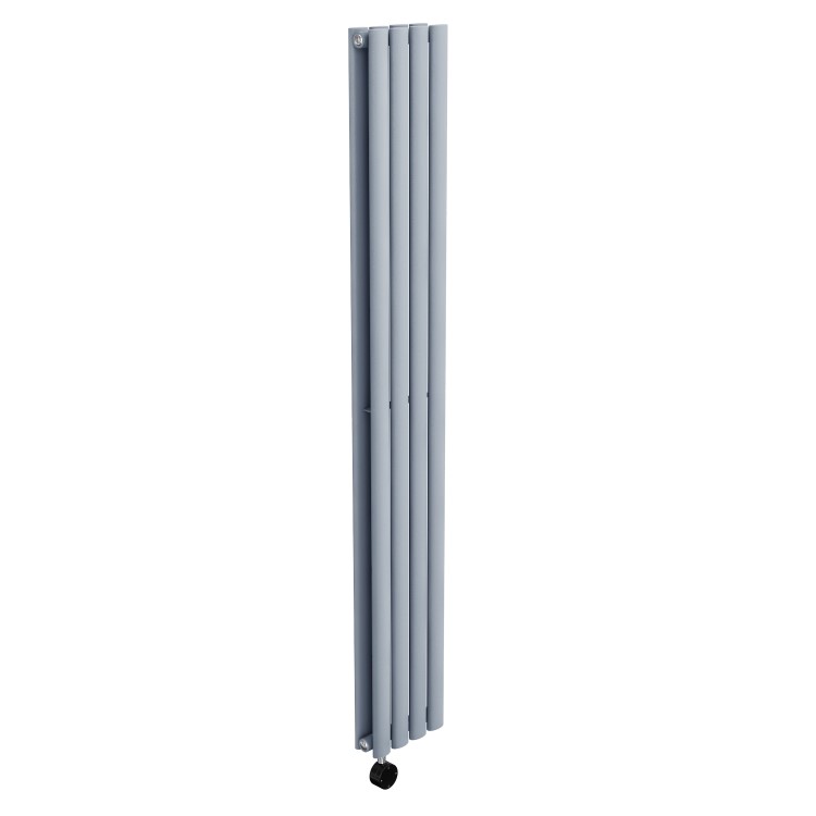 GRADE A1 - Light Grey Electric Vertical Designer Radiator 1.2kW with Wifi Thermostat - Double Panel H1600xW236mm - IPX4 Bathroom Safe