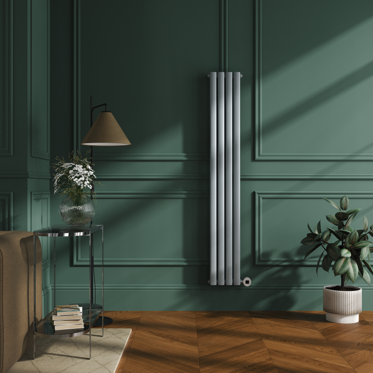 Salt & Pepper Vertical Smart Electric Radiator with Wi-Fi Thermostat - 1.2KW - H1600xW236 - Bathroom Safe