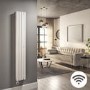 White Vertical Smart Electric Radiator with Wi-Fi Thermostat - 1.2kW - Double Panel H1600xW236mm - Bathroom Safe