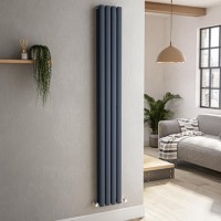 Sorrento Anthracite Vertical Oval Designer Radiator 1800x236mm Double Panel 2491 BTU Sorrento Anthracite Vertical Oval Designer Radiator 1800x236mm Double Panel 2491 BTU