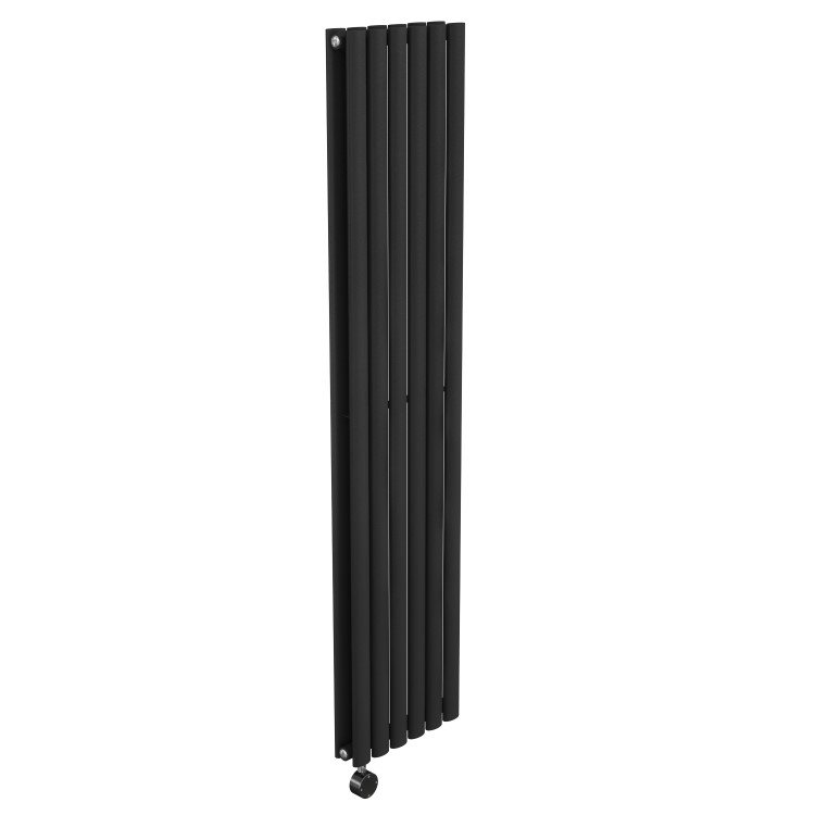 Midnight Black Vertical Smart Electric Radiator with Wi-Fi Thermostat - 1200W - Double Panel H1600xW354mm - Bathroom Safe