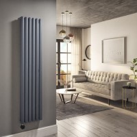 Anthracite Vertical Smart Electric Radiator with Wi-Fi Thermostat - 1.2kW - Double Panel H1600xW354mm - Bathroom Safe