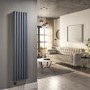 Anthracite Vertical Smart Electric Radiator with Wi-Fi Thermostat - 1.2kW - Double Panel H1600xW354mm - Bathroom Safe