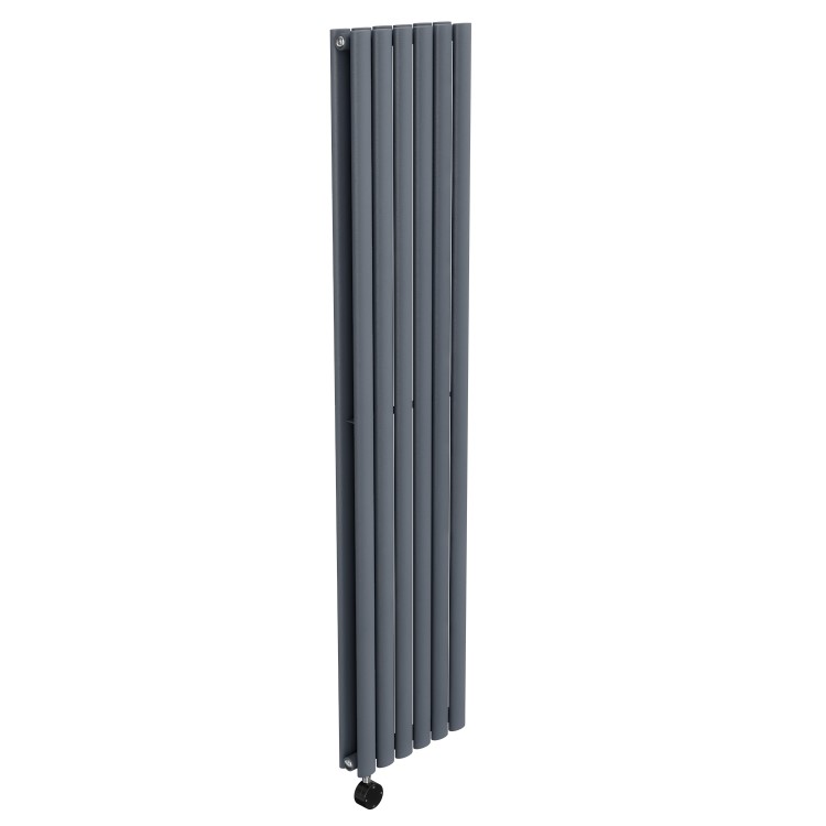 Anthracite Vertical Smart Electric Radiator with Wi-Fi Thermostat - 1.2kW - Double Panel H1600xW354mm - Bathroom Safe