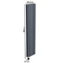 Anthracite Vertical Smart Electric Radiator with Wi-Fi Thermostat - 1.2kW - Double Panel H1600xW354mm - Bathroom Safe