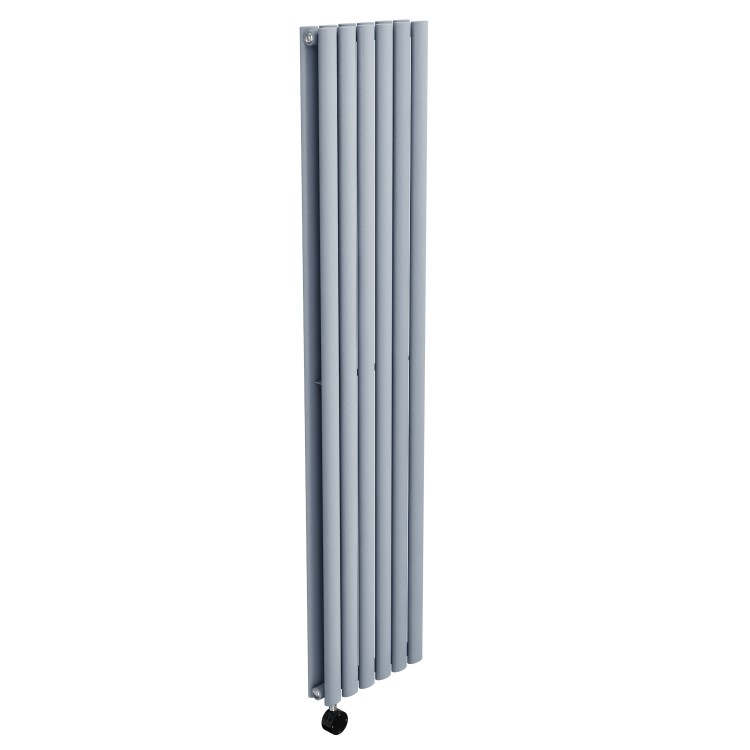 Light Grey Vertical Smart Electric Radiator with Wi-Fi Thermostat - 1200W - Double Panel H1600xW354mm - Bathroom Safe