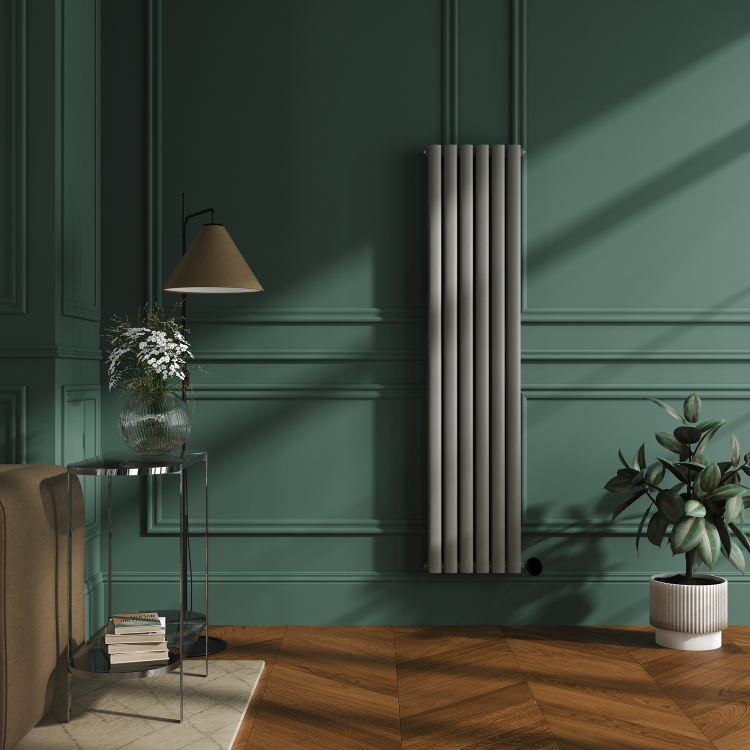Smoked Stone Vertical Smart Electric Radiator with Wi-Fi Thermostat - 1.2KW - H1600xW354 - Bathroom Safe