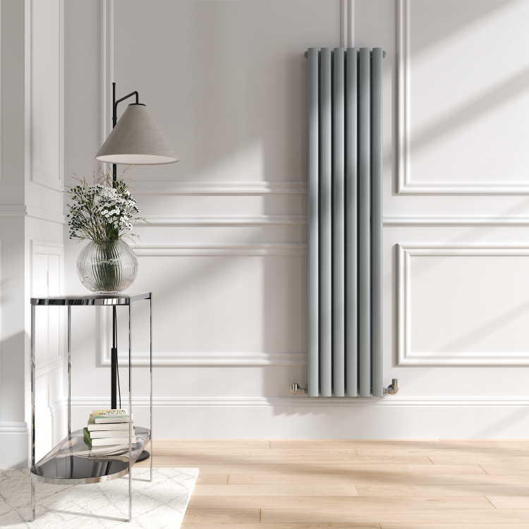 Sorrento Salt & Pepper Vertical Oval Designer Radiator 1600x354mm Double Panel 3351 BTU