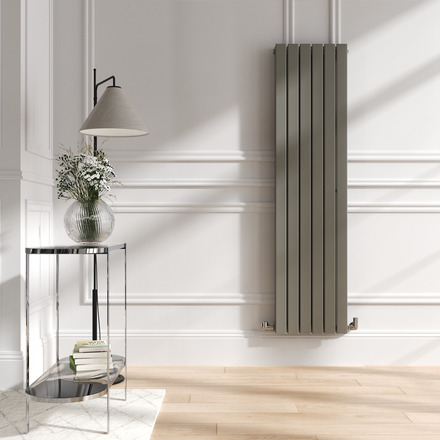 Riace Smoked Stone Vertical Flat Designer Radiator 1600x408mm Double ...