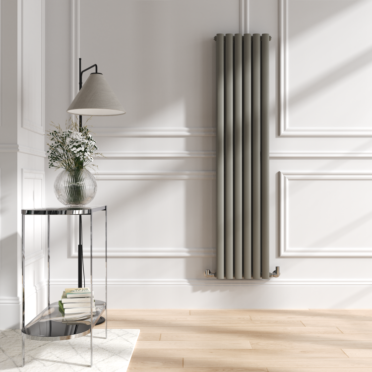 Sorrento Smoked Stone Vertical Oval Designer Radiator 1600x354mm Double Panel 3351 BTU
