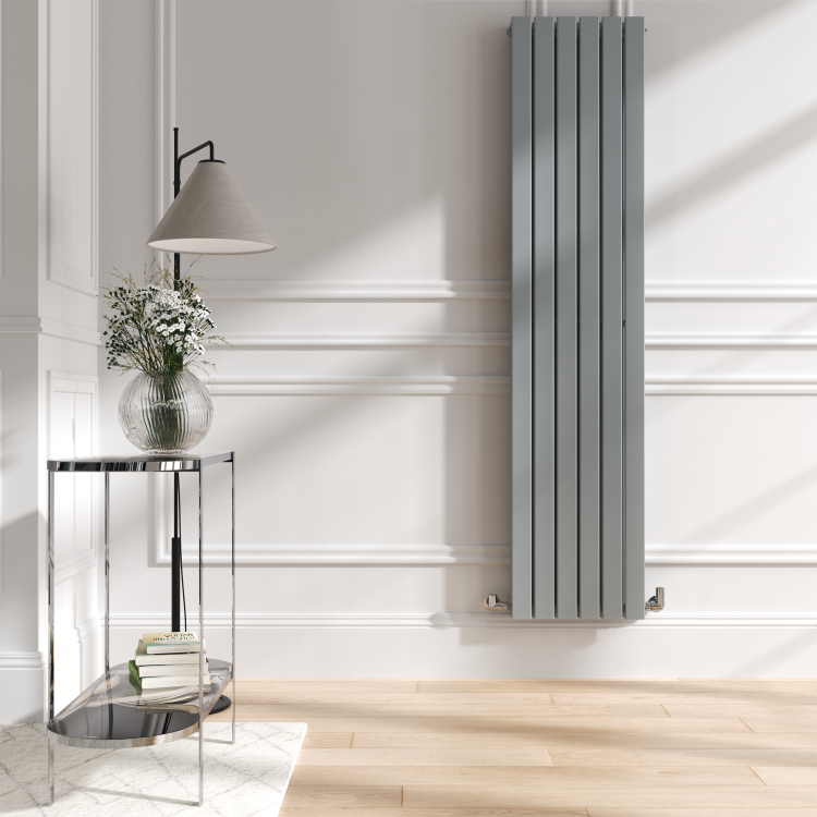 Riace Salt & Pepper Vertical Flat Designer Radiator 1800x408mm Double Panel 4168 BTU