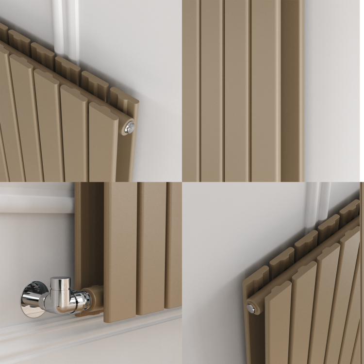 Riace Beige grey Vertical Flat Designer Radiator 1600x544mm Double Panel 4916 BTU