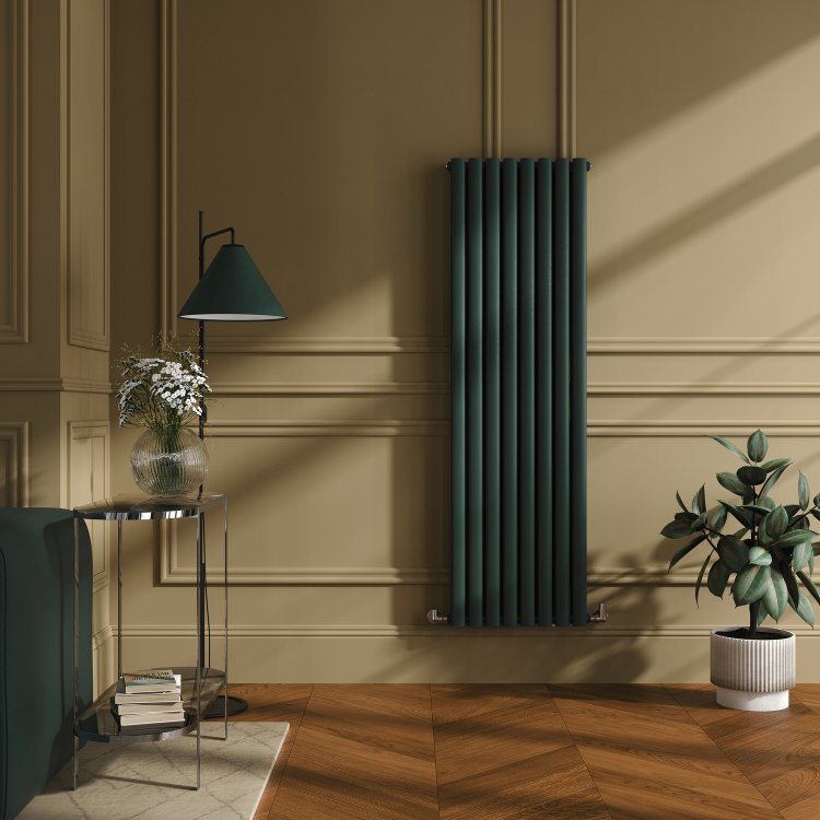 Sorrento Evergreen Vertical Oval Designer Radiator 1600x472mm Double Panel 4468 BTU