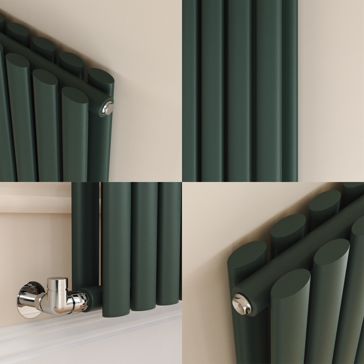 Sorrento Evergreen Vertical Oval Designer Radiator 1600x472mm Double Panel 4468 BTU