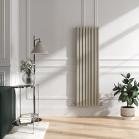 Sorrento Linen Vertical Oval Designer Radiator 1600x472mm Double Panel 4468 BTU