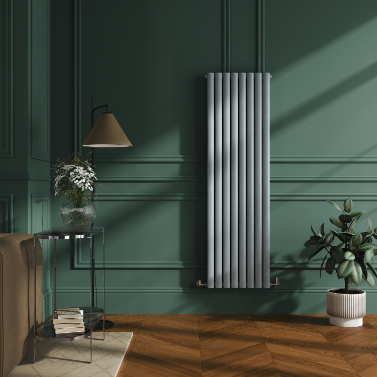 Sorrento Salt & Pepper Vertical Oval Designer Radiator 1600x472mm Double Panel 4468 BTU